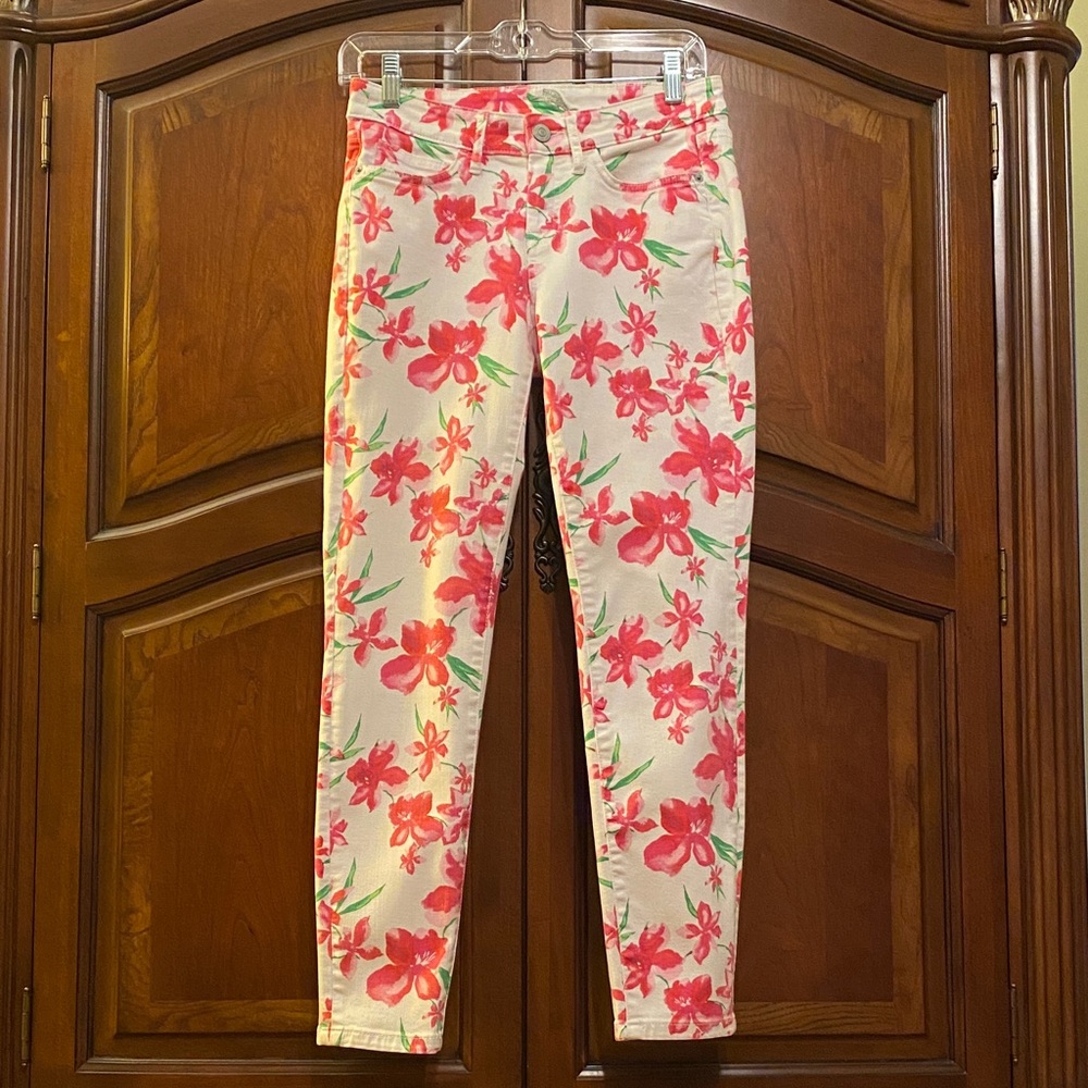 Tommy Bahama Pink and White Floral Skinny Jeans